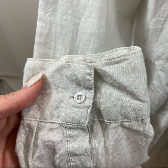 Malvin Brand Linen Tunic Blouse Oatmeal Grey Size 8 Long Sleeves - Picture 10 of 10